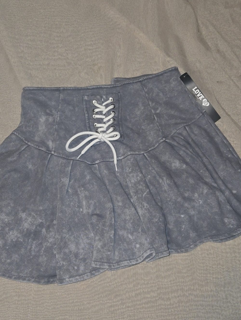 Love Lace-Up Blue Mini Skirt
